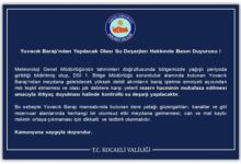 Yuvacık Barajı’ndan Yapılacak Olası Su Deşarjları Hakkında Basın Duyurusu
