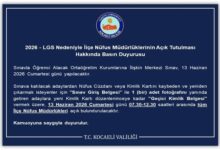 2026 – LGS İlçe Nüfus Müdürlüklerinin Açık Tutulması Duyurusu