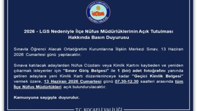 2026 – LGS İlçe Nüfus Müdürlüklerinin Açık Tutulması Duyurusu